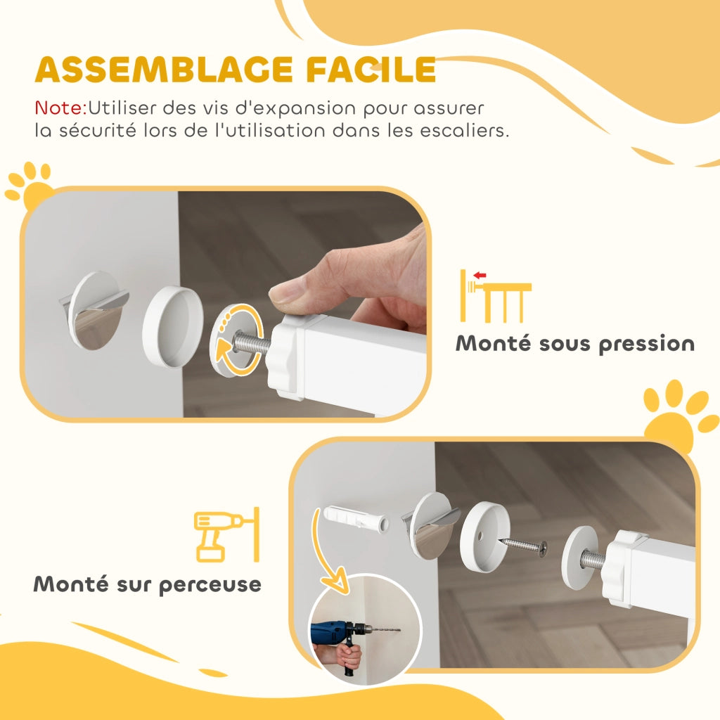 Cancello per cani estensibile 74-100 cm ¨C zephmum ¨C bianco