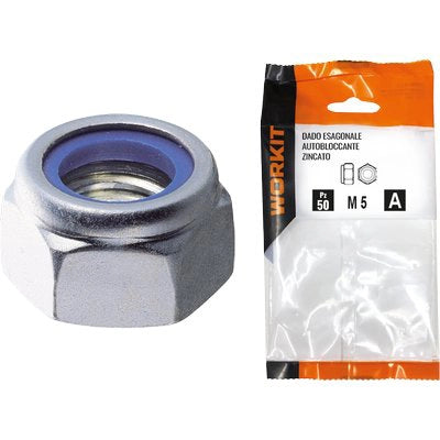 DADO ESAGONALE AUTOBLOCCANTE ALTO SELF WORKIT - ZINCATO M 10 CF=PZ 8- 5 confezioni