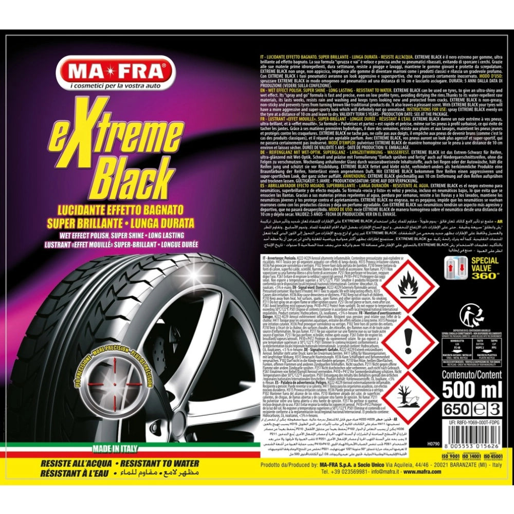 Extreme black nero gomme effetto bagnato lunga durata 500 ml