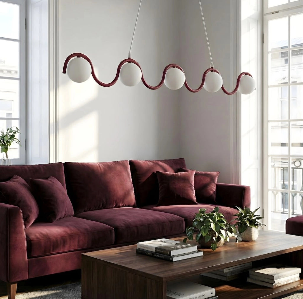 Lampada sospesa SINUS 5xG9 bordeaux bianca Emibig