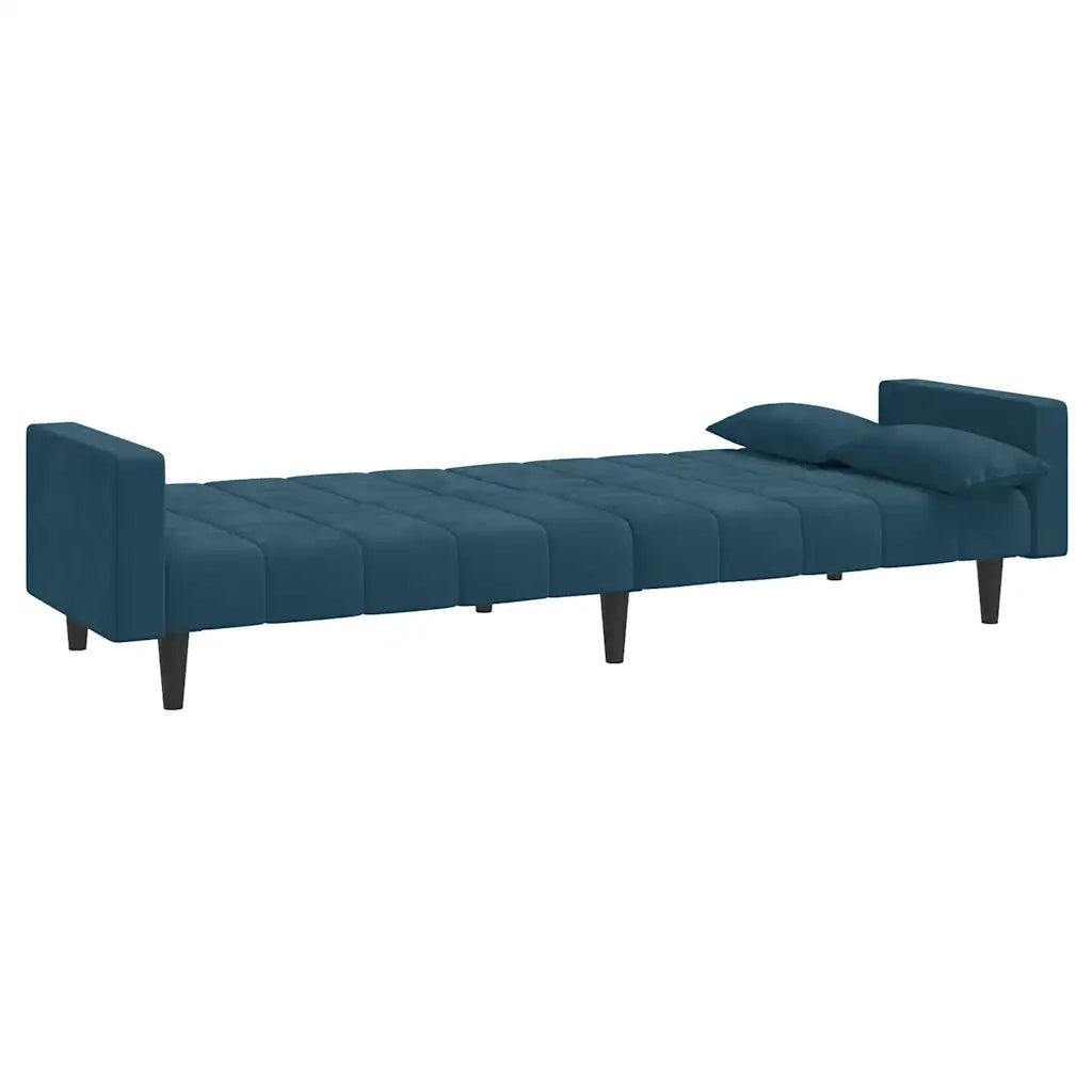 Divano Letto a 2 Posti con 2 Cuscini-Sofa Letto 2 Posti-Daybed Blu in Velluto 827360