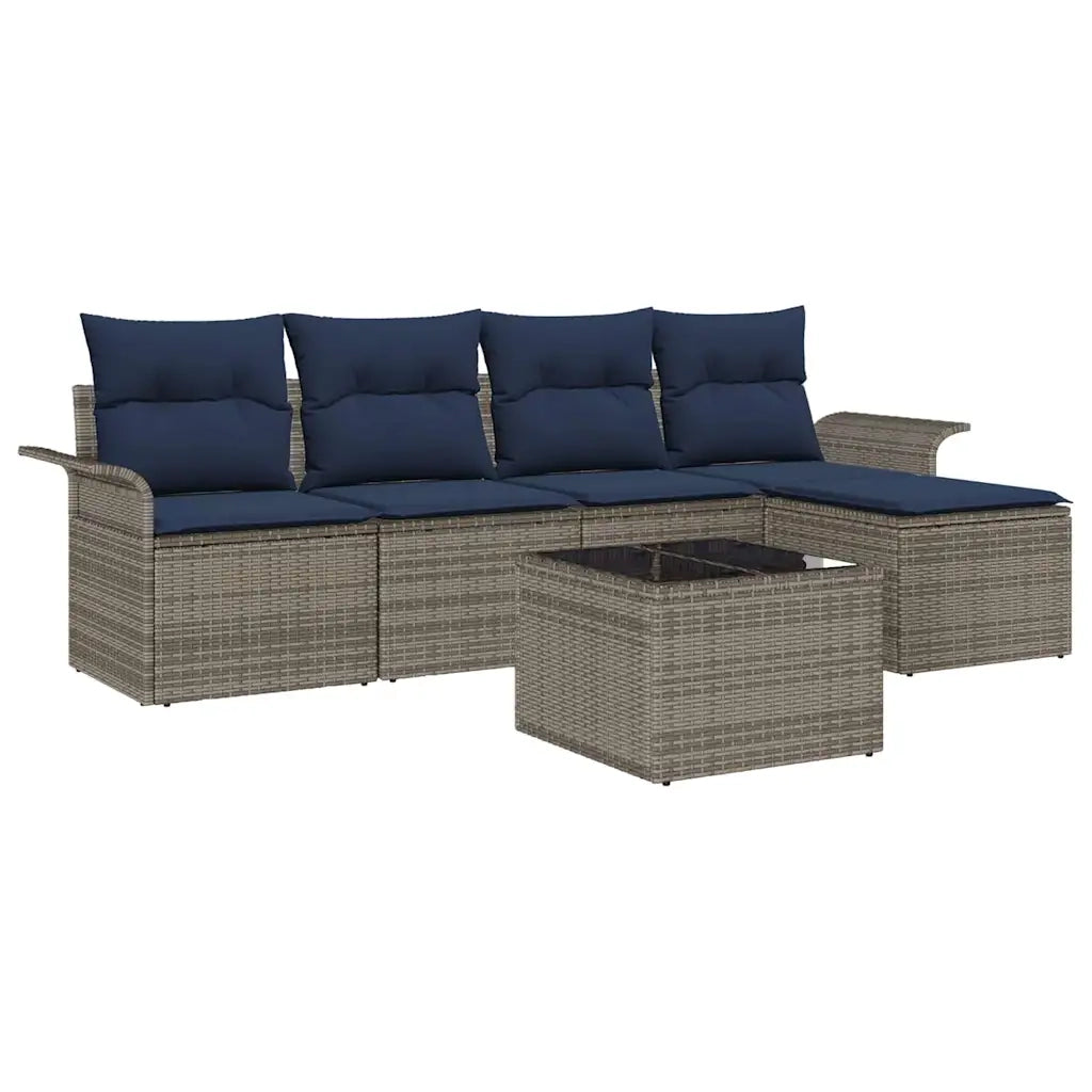 Set Divano da Giardino 6 pcs Grigio polyrattan 3354004
