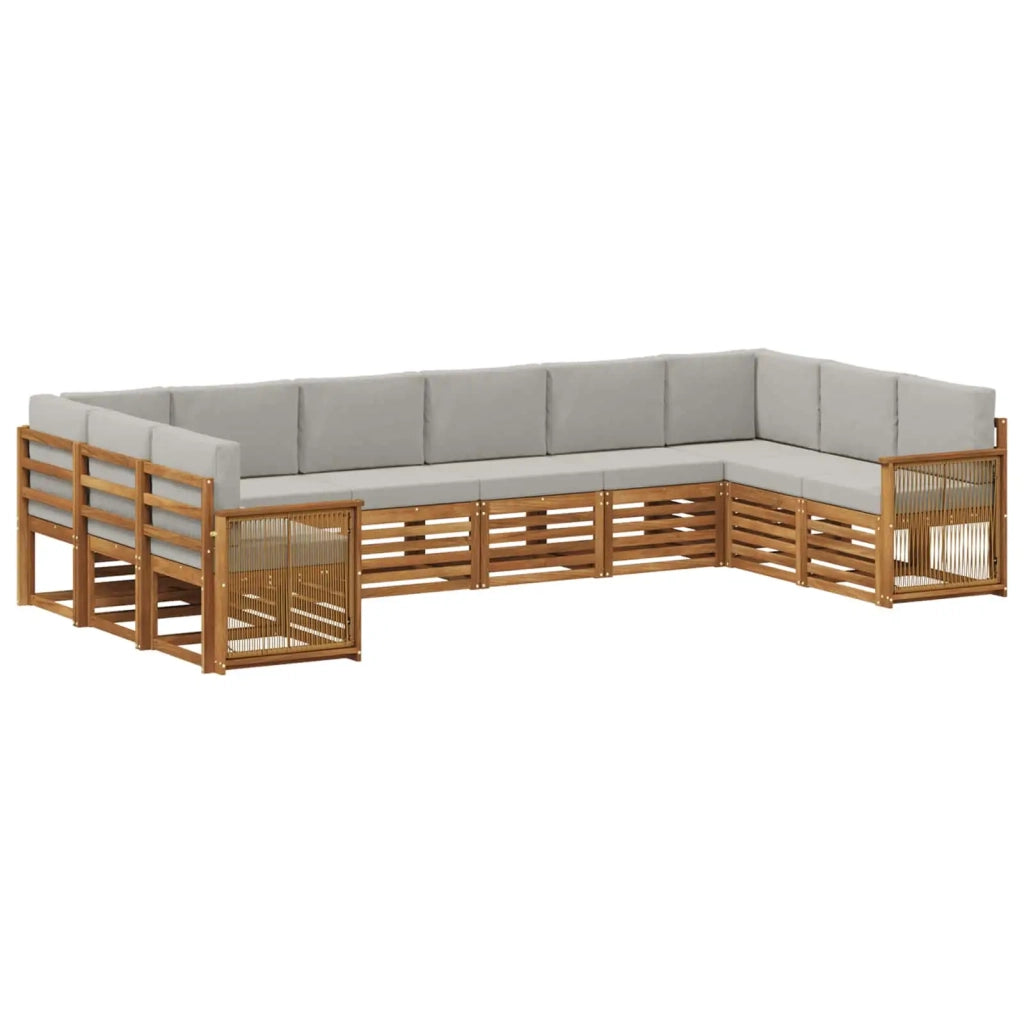 Set di divani da esterno 7 pz Naturale e Grigio Chiaro 3384897