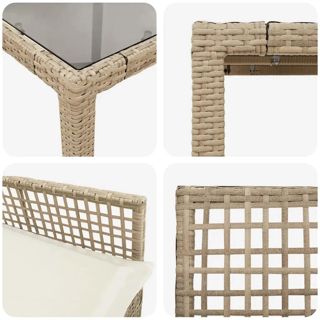 Set da Pranzo per Giardino 3 pz | Set Salotto da Giardino Beige polyrattan
