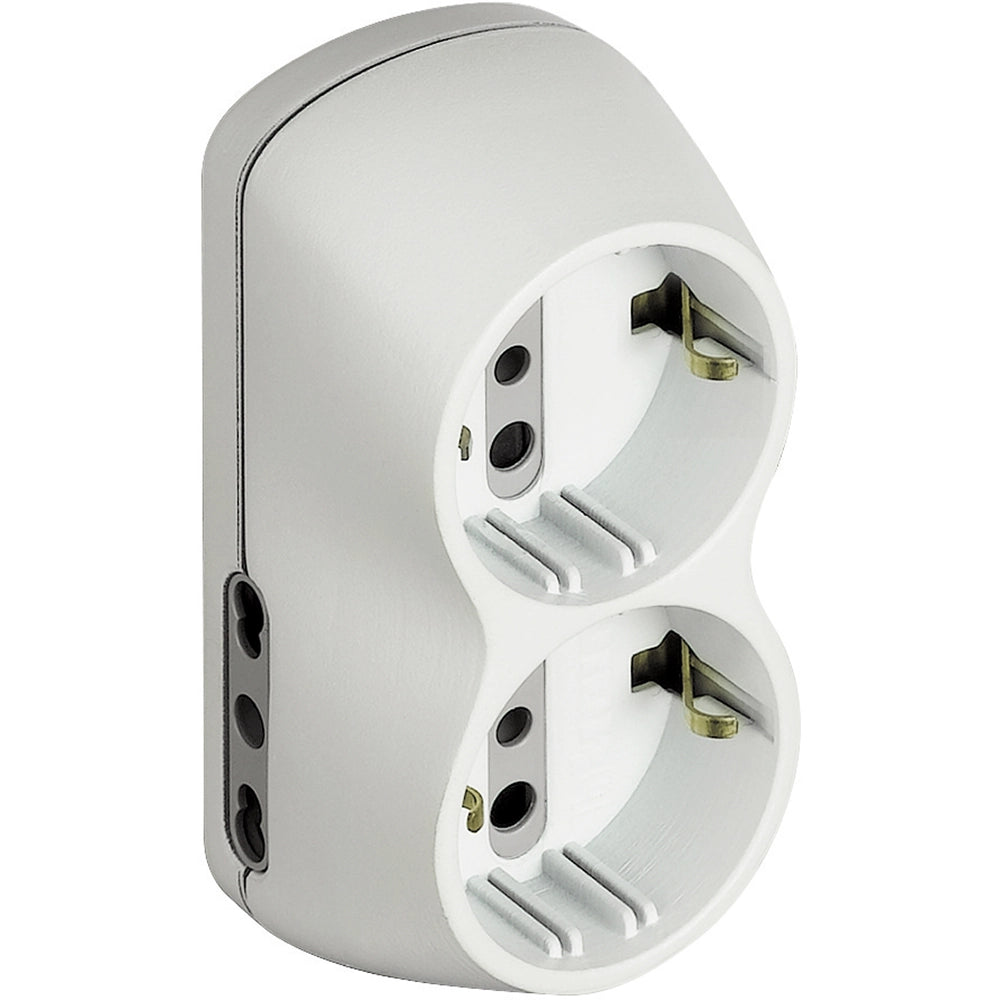 ADATTATORE B4 16A 2 SCHUKO/2 BIPASSO BIANCO