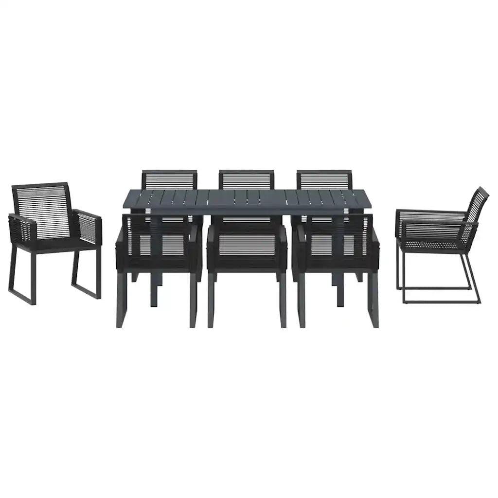 Set da Pranzo per Giardino 9 pcs Nero polyrattan 3378821