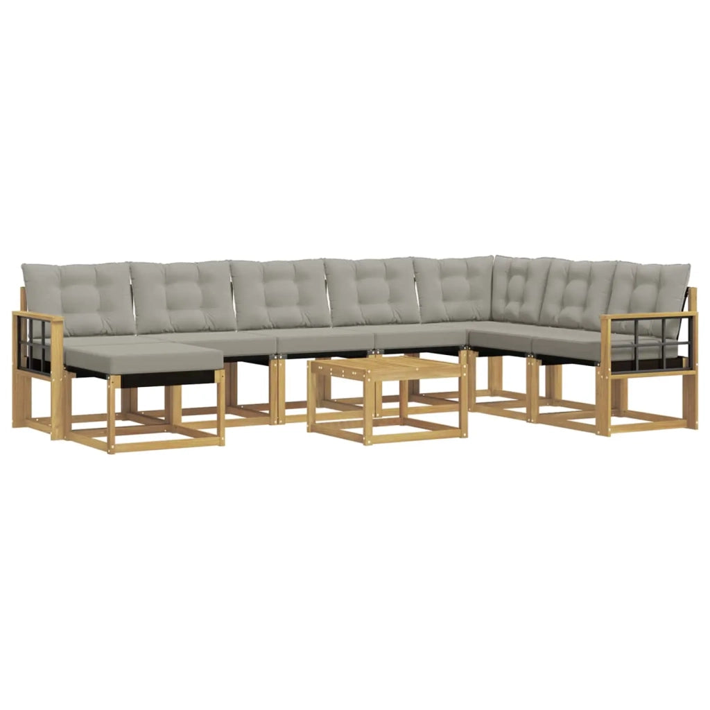 Set di divani da esterno 9 pcs Bianco e Grigio Chiaro 3389793