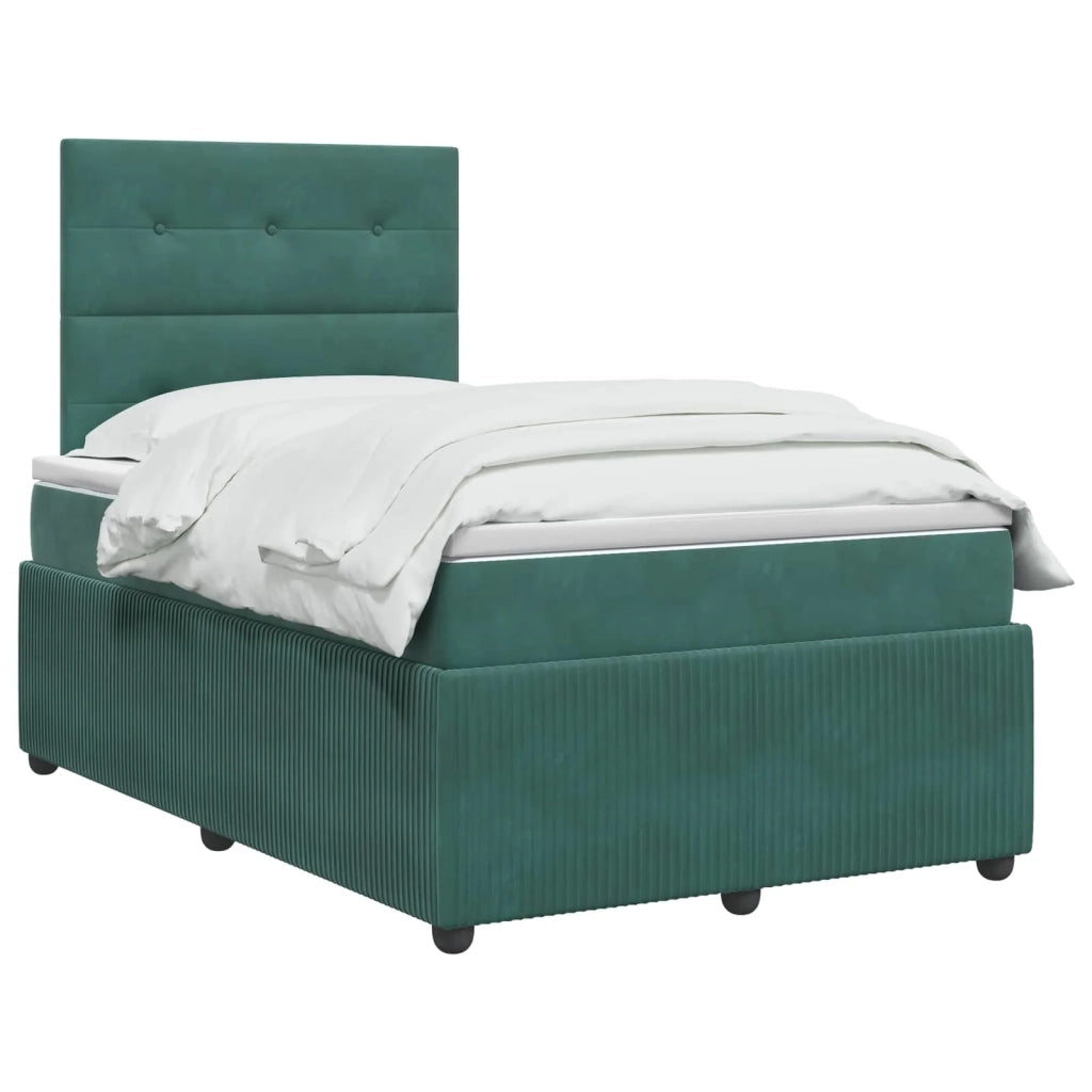 Letto Box Spring LED con Materasso Verde Scuro 120 x 190 cm 3456032