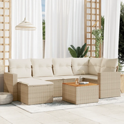 Set Divani da Giardino 7 pz con Cuscini Beige in Polyrattan 3256555