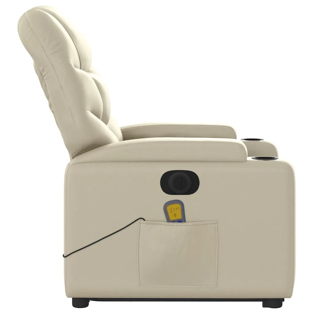 Poltrona Alzapersona Elettrica Reclinabile Crema in Similpelle 3204680