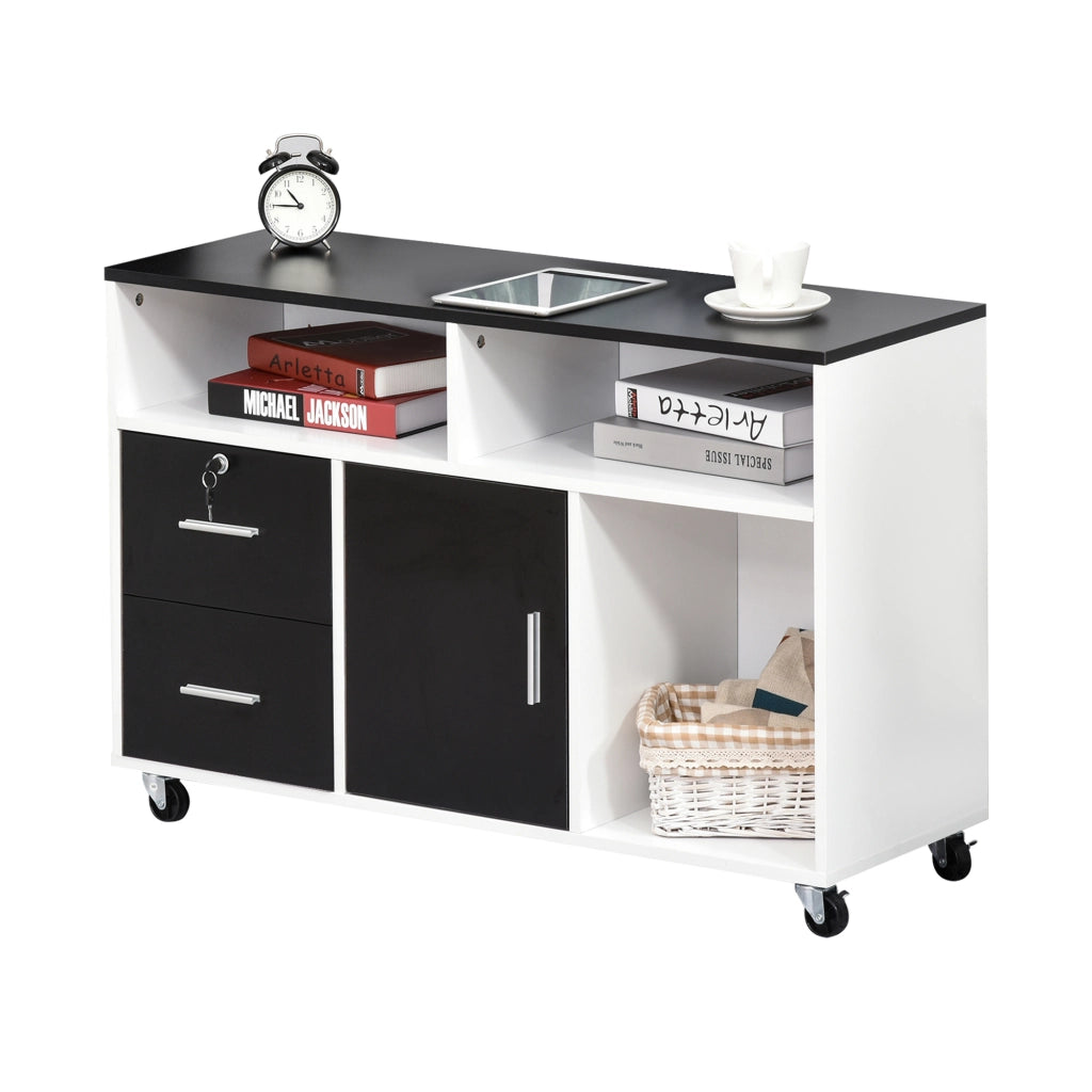 Scrivania con cassetti e scaffali ¨C Minimal ¨C Nero e Bianco 100x35x65 cm