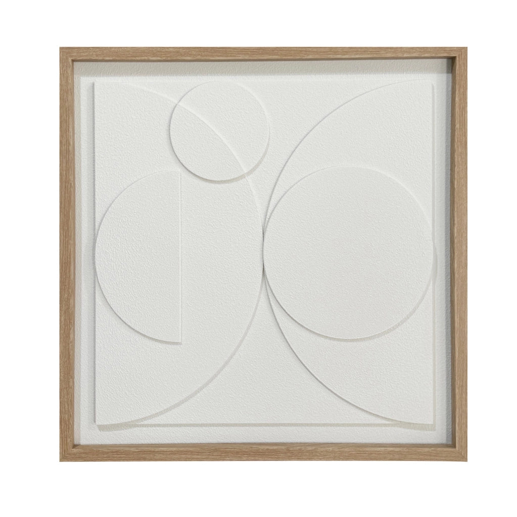 Tela incorniciata Hispanohogar in resina 3D materica geometrica bianca 60x60
