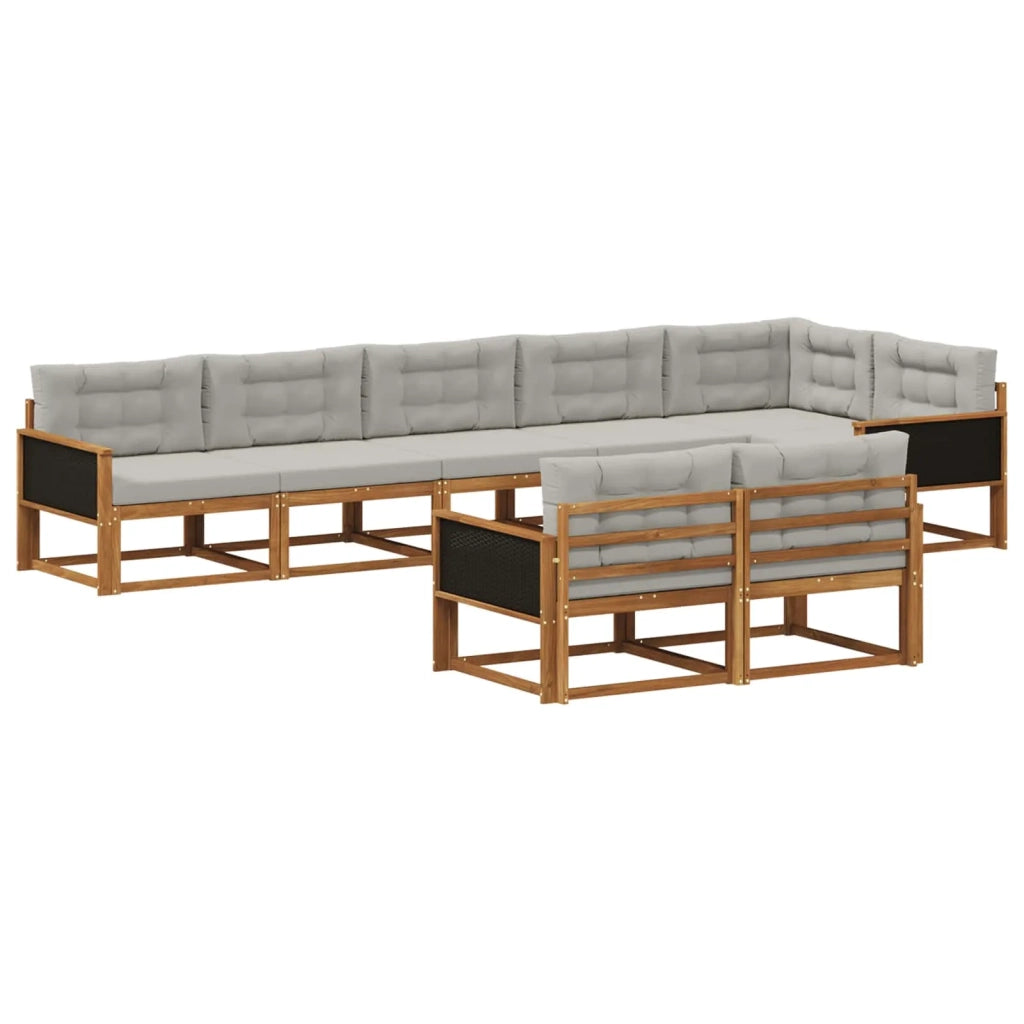Set di divani da esterno 8 pcs Naturale e Grigio chiaro 3382654