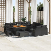 Set Divano da Giardino 13 pcs Nero polyrattan
