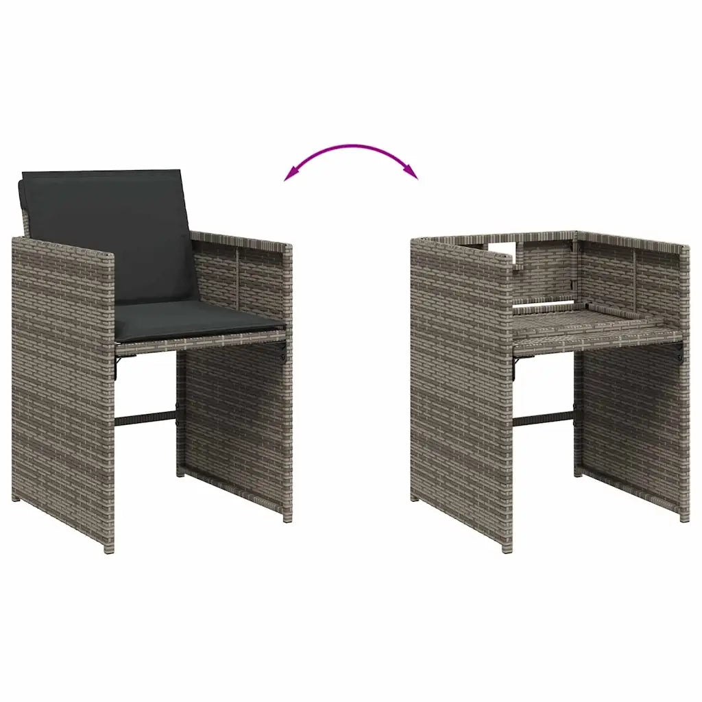 Set da Pranzo da Giardino 17pz con Cuscini Grigio in Polyrattan 3211244