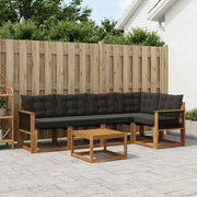 Set di divani da esterno con cuscino 6 pcs Naturale e Nero 3381968