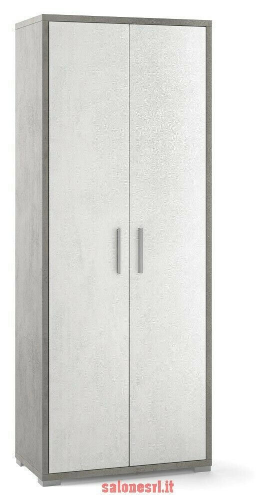 ARMADIO 2 ANTE H182 L71 P41 cm STRUTTURA CEMENTO FRONTALE BIANCO SARMOG Db354k