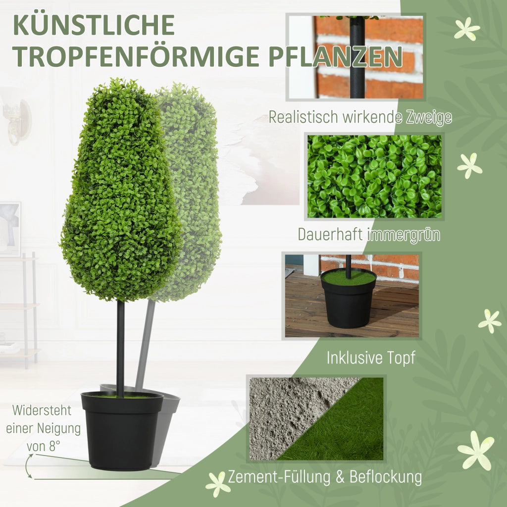 Set 2 Pezzi Pianta Artificiale Buxus in Vaso ¨C Minimal ¨C Verde 90cm