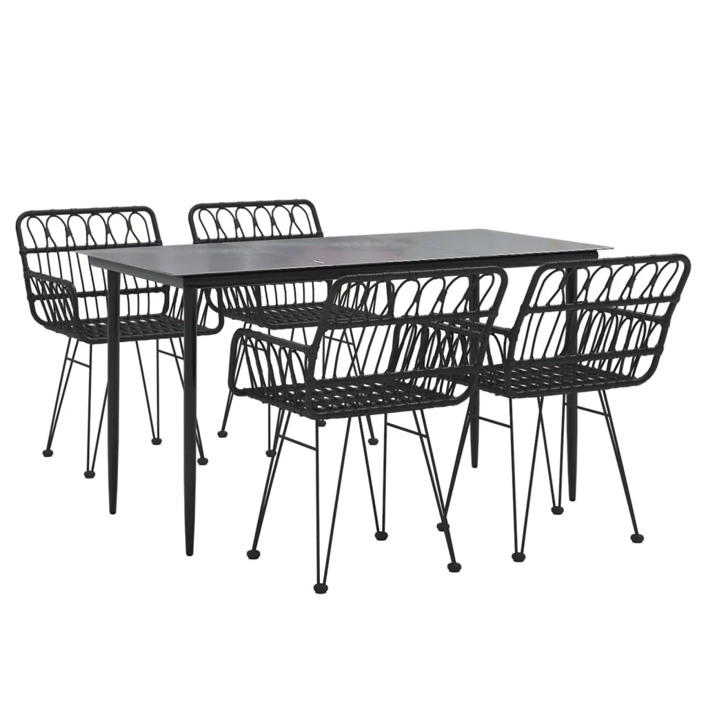 Set da Pranzo da Giardino 5 pz Nero in Polyrattan 3157854