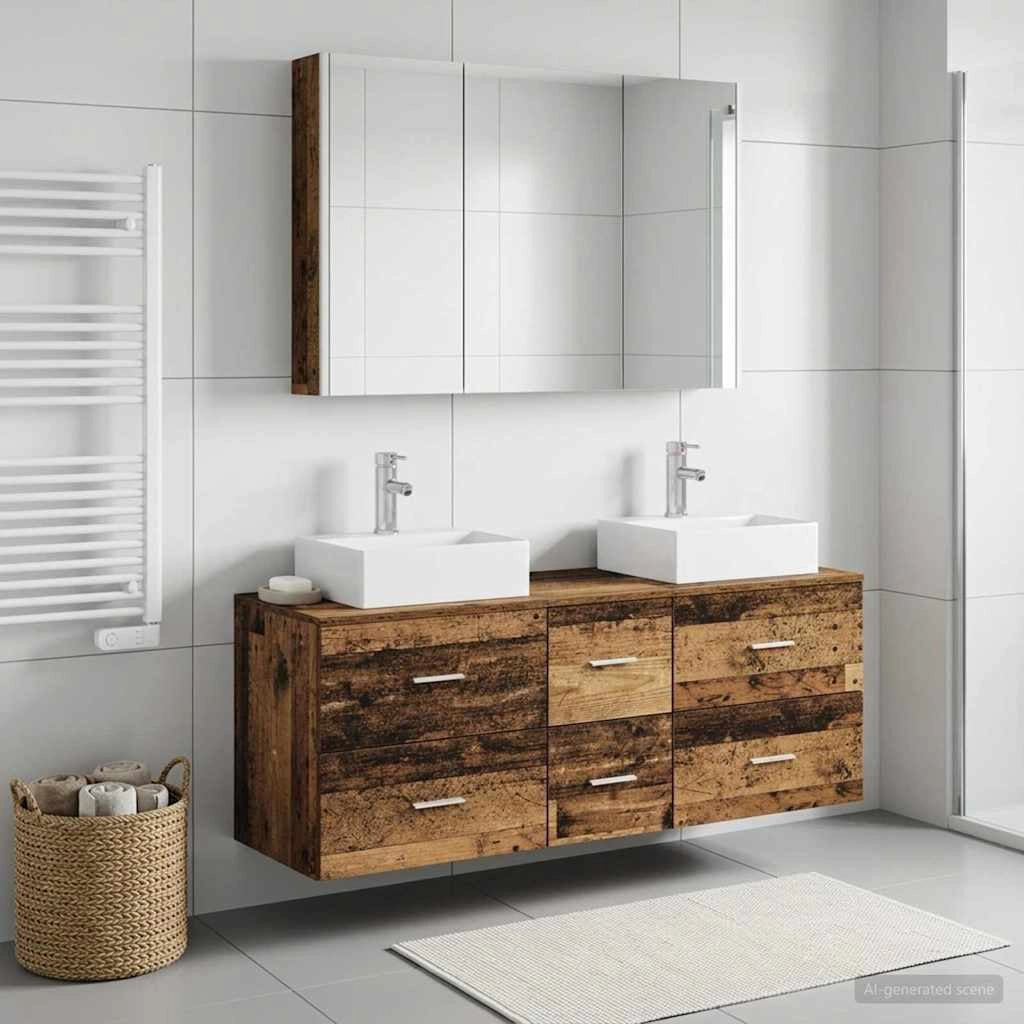 Set di mobili per il bagno 4 pz Legno antico 3406829