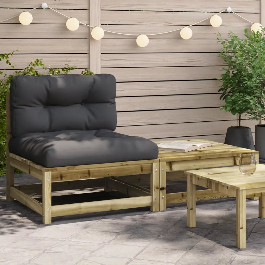Divano da Giardino Senza Braccioli con Cuscini e Poggiapiedi-Sofa da Giardino-Divano da esterno 427610