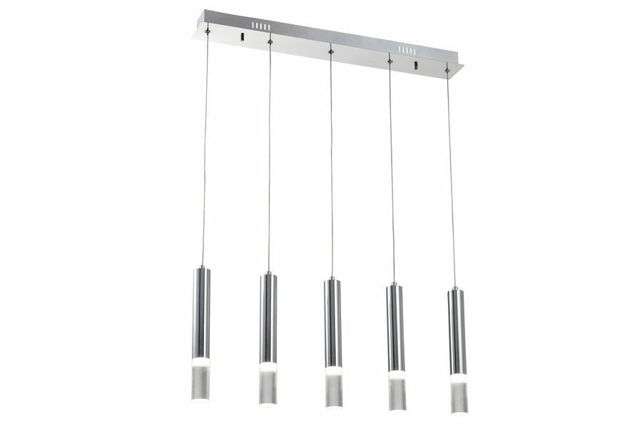 Lampada sospesa industriale Gwen LED 5 luci cromata 4000K