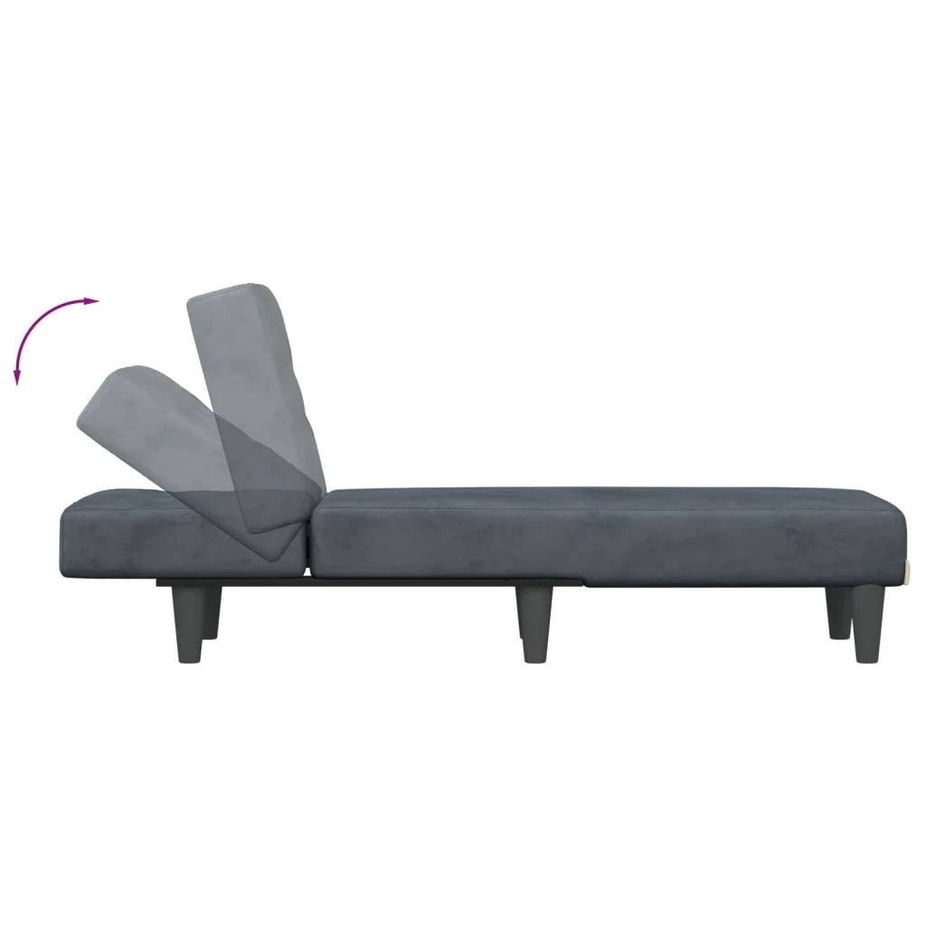Chaise Longue in Velluto Grigio Scuro 352861