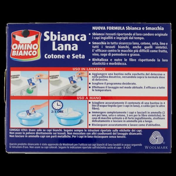 OMINO BIANCO SBIANCA E SMACCHIA LANA COTONE E SETA 100 GR