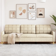 Divano a 3 Posti-Sofa 3 Posti Crema 210 cm in Tessuto