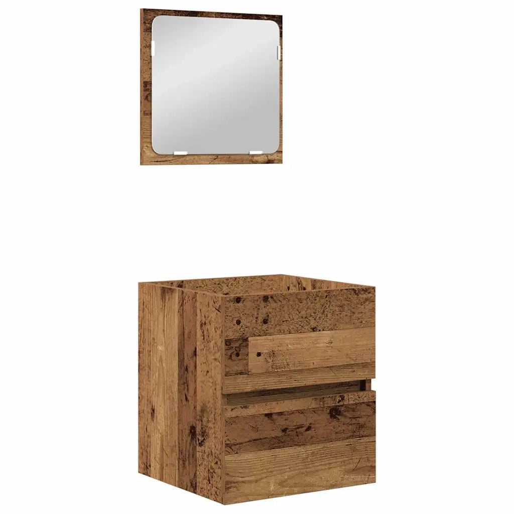 Set di mobili per il Bagno | Armadio da bagno 2 pz Legno Antico e Bianco