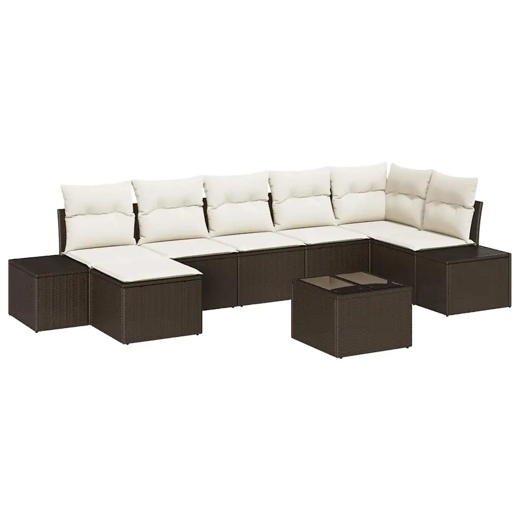 Set Divano da Giardino con cuscino 7 pcs Marrone polyrattan 3355827
