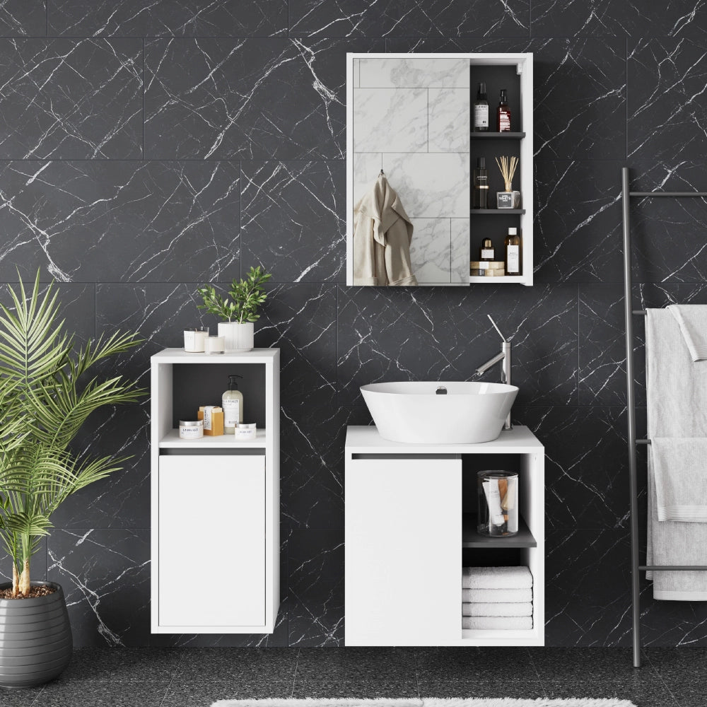 Vicco Set di mobili da bagno Bianco/Grigio 3 parti