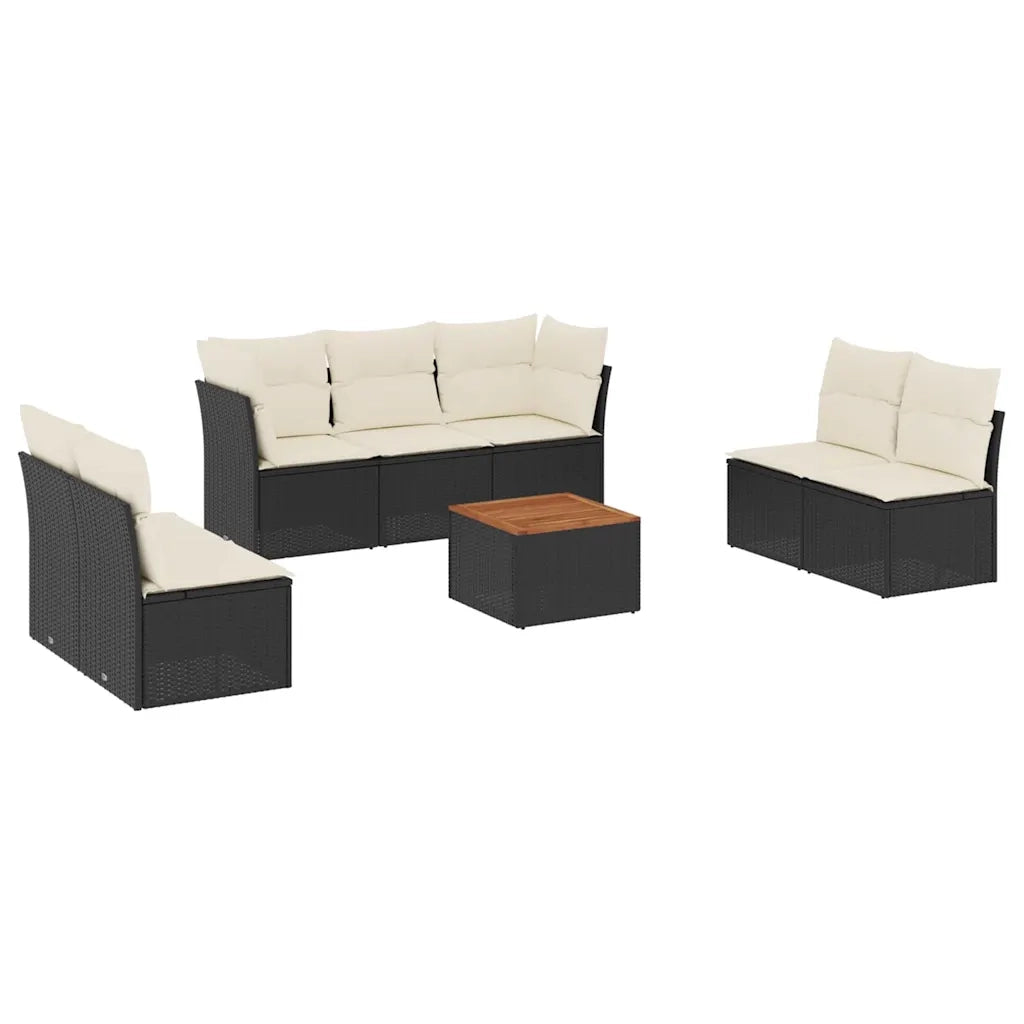Set Divani da Giardino con Cuscini 8 pz Nero in Polyrattan 3255895