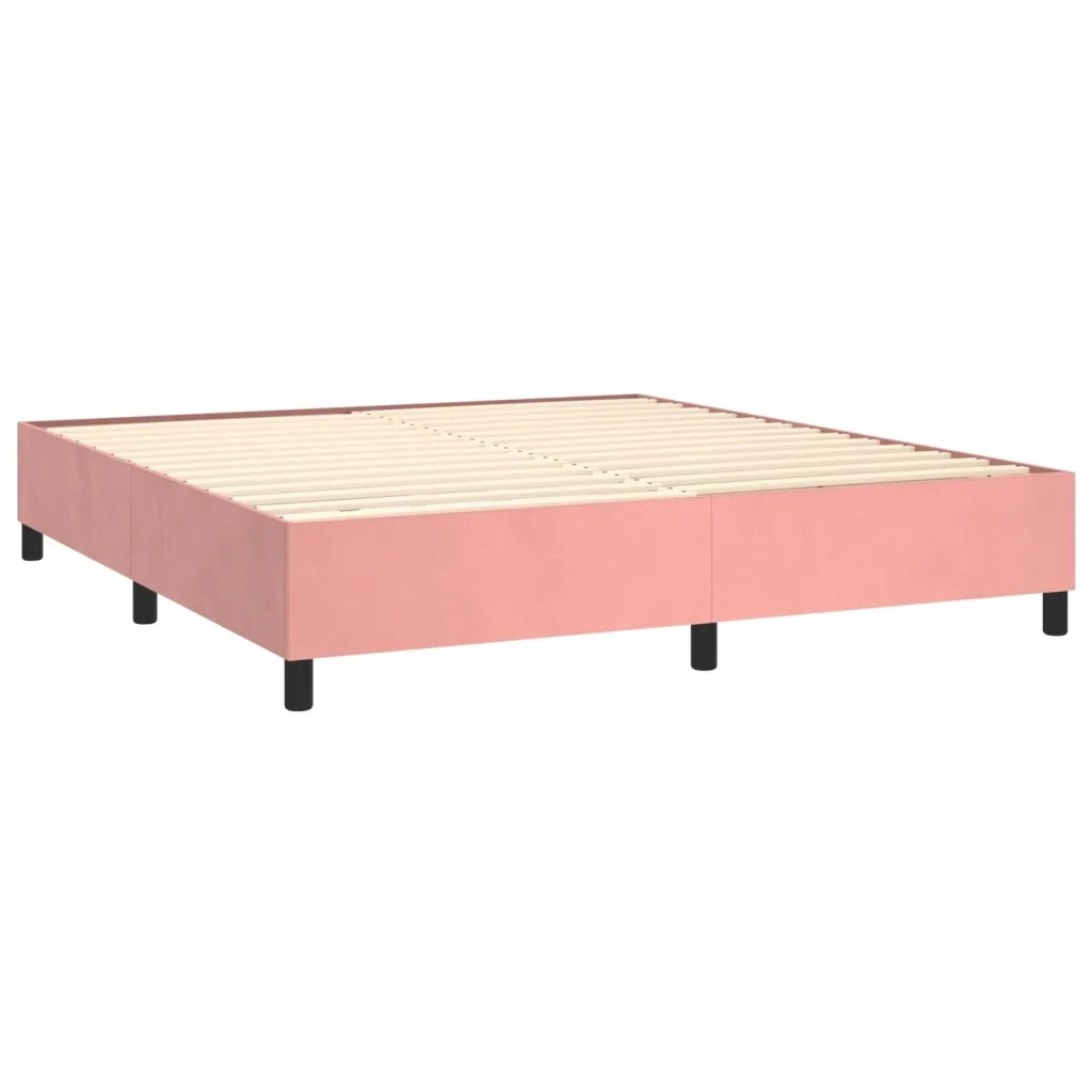 Letto a Molle con Materasso e LED Rosa 180x200 cm in Velluto 3139822
