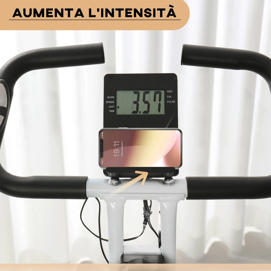 Cyclette Pieghevole Magnetica 8 Livelli Display LCD 97x43x110 cm Nero