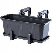 Vaso da fiori per balcone KADAX da 40 cm con supporto e manici.