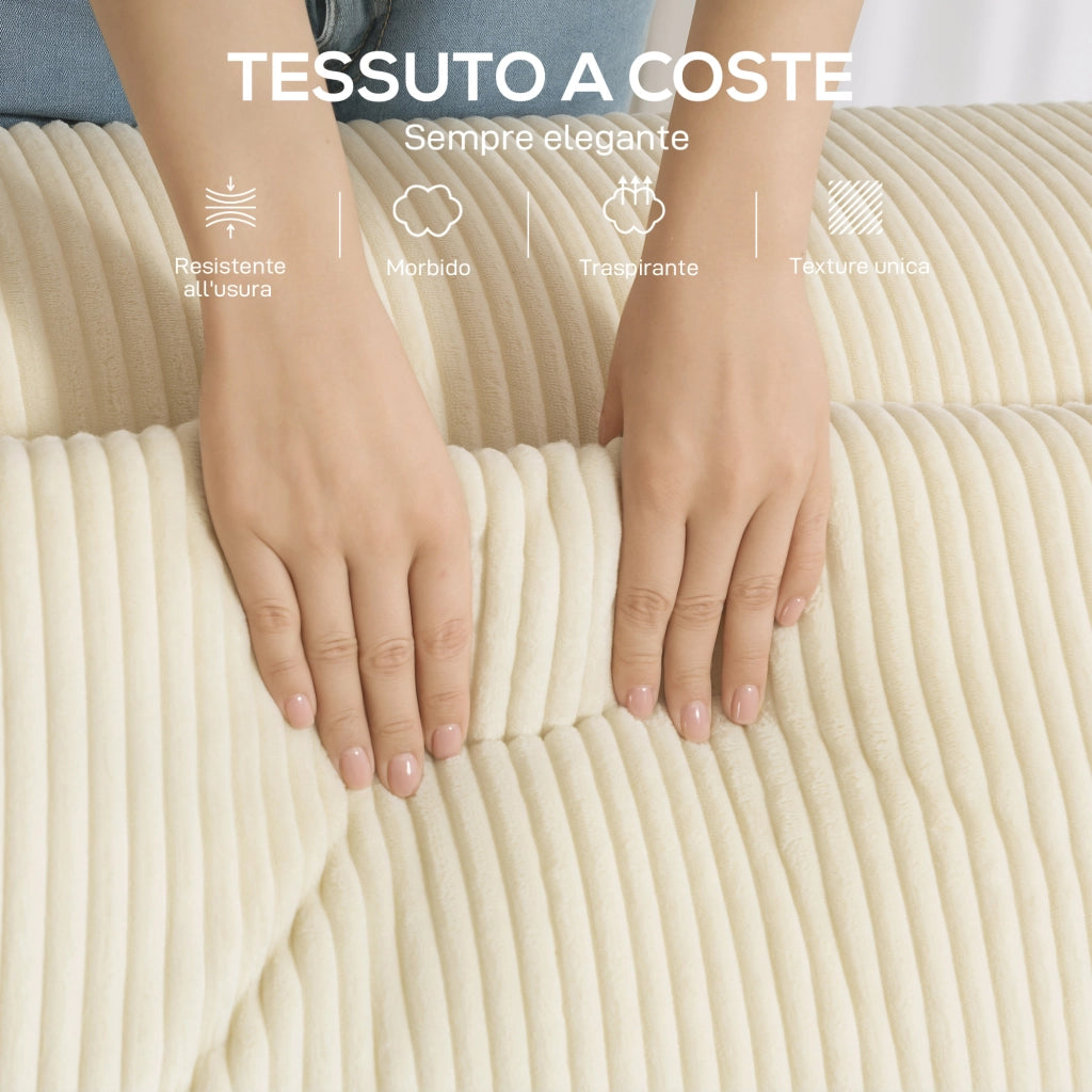 Divano 3 Posti Modulare con Seduta Profonda in Velluto ¨C Zephmum ¨C Beige