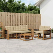 Set di divani da esterno con cuscino 6 pcs Naturale e Beige 3381777