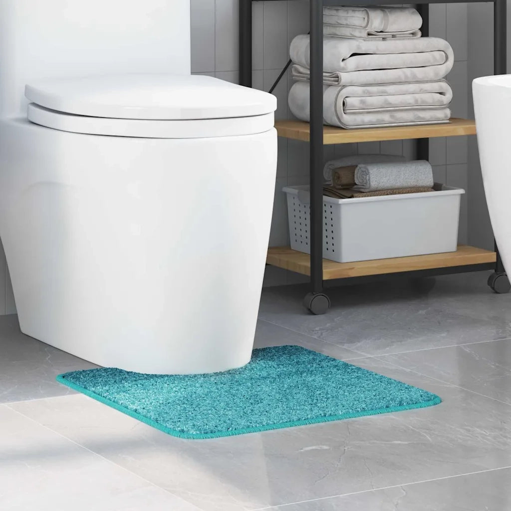 Tappeto Antiscivolo per Bagno con Taglio per Toilette Turchese 4019820