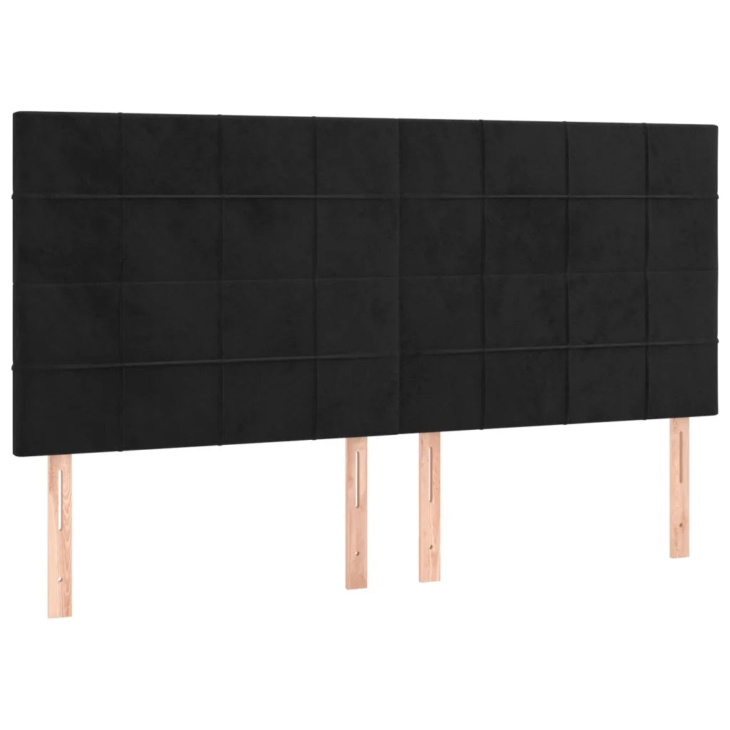 Testiera-Testata-Testiera Decorativa Nera 180x5x118/128 cm Velluto 534007