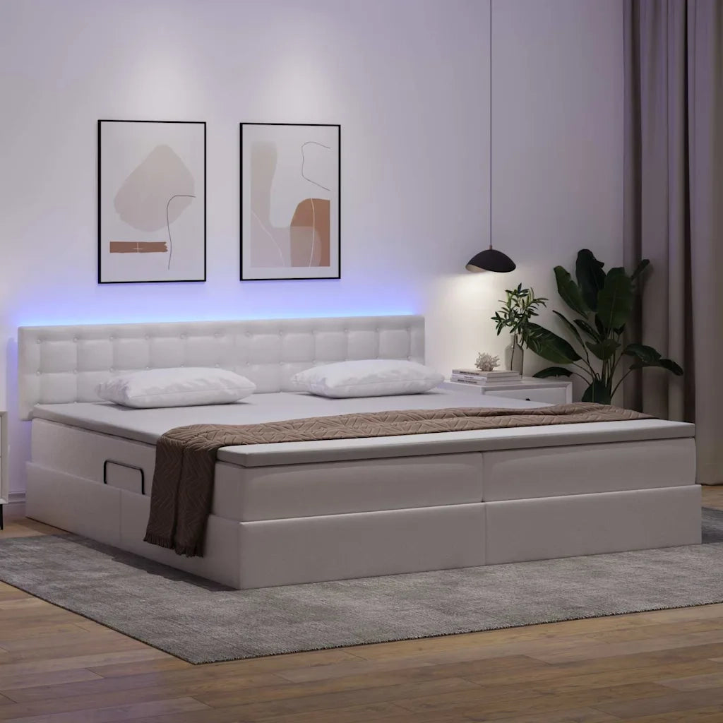 Letto con contenitore e LED con led Grigio chiaro 200 x 200 cm