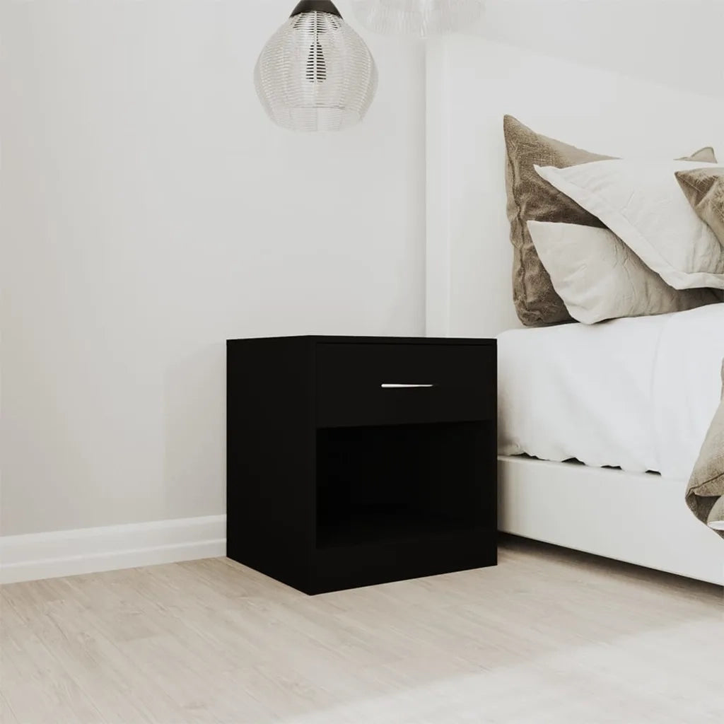 Comodini 2 pz con Cassetto Neri 342583
