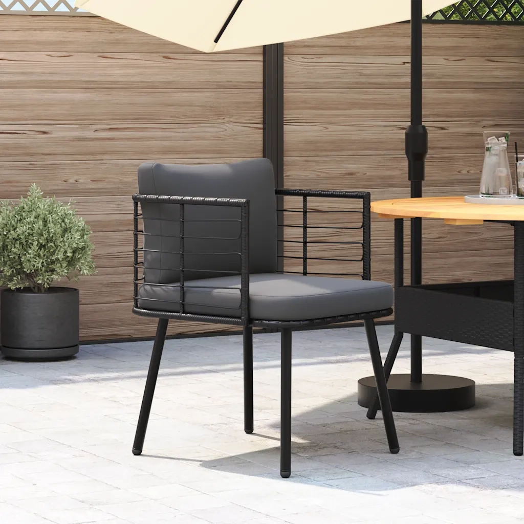Poltrona da Giardino con Cuscini in Polyrattan Nero 4108259