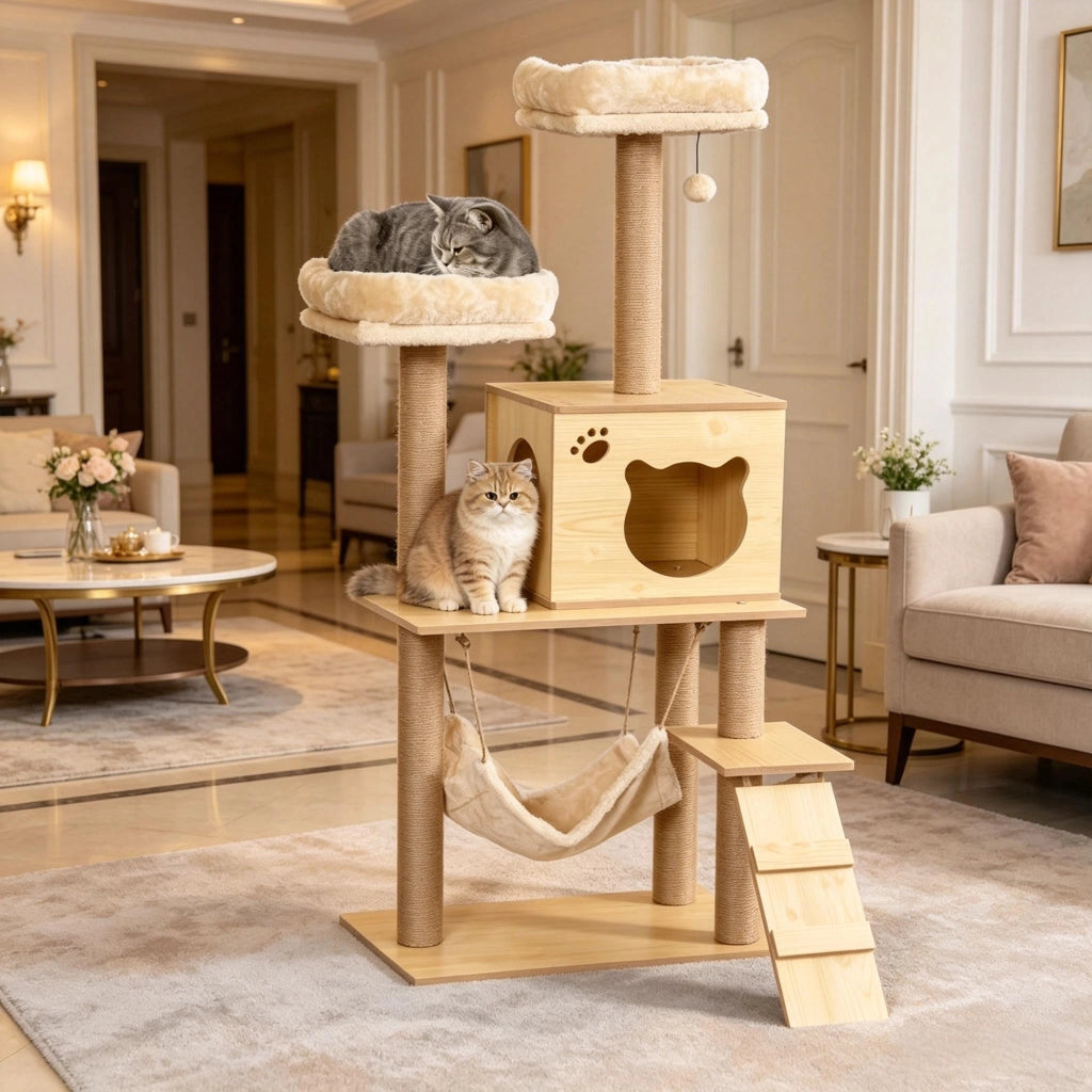 ALBERO GATTO Tiragraffi 60x40x130 cm Beige e Marrone