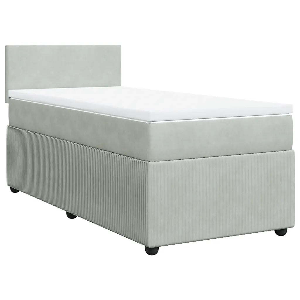 Giroletto a Molle con Materasso Grigio Chiaro 90x190 cm Velluto