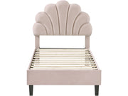 Letto a conchiglia in velluto "Manon" - 90 x 190 cm - Beige