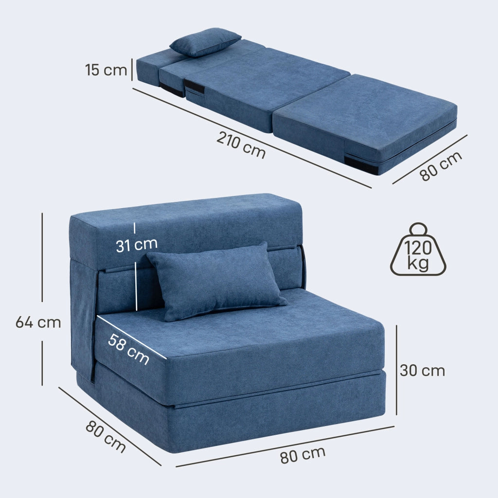 Divano letto trasformabile in materasso ¨C Xylo ¨C Schiuma con cuscini blu scuro
