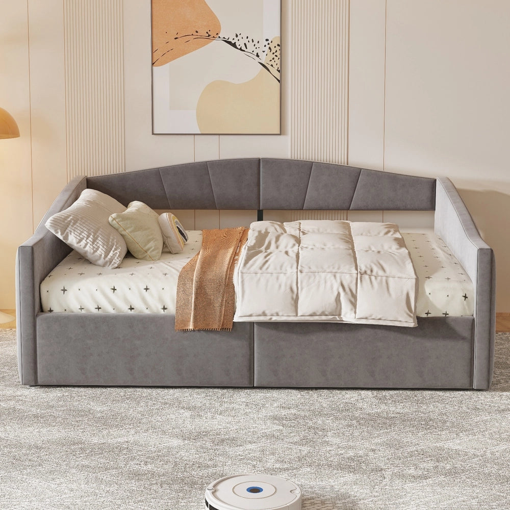 Divano letto doppio 140x200cm - Xylo - grigio, velluto pelle, classico