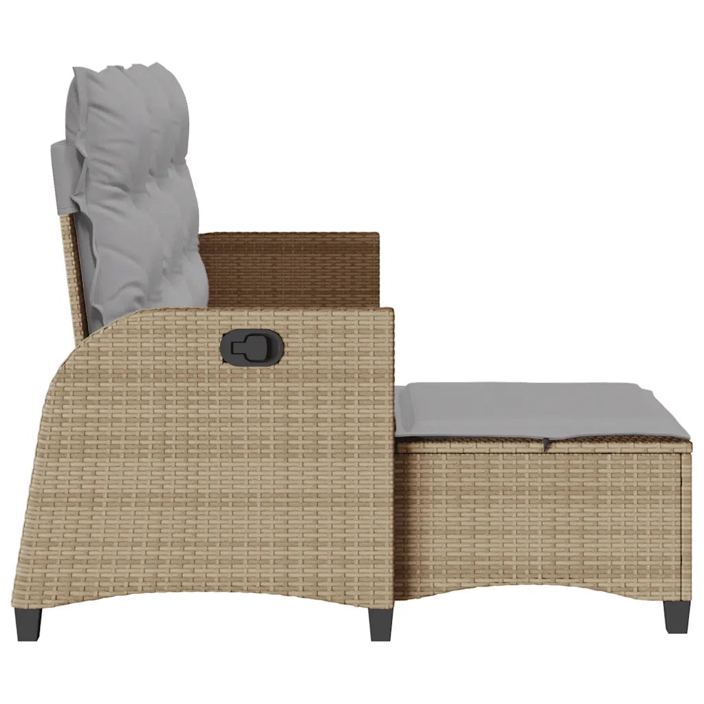 Divano da Giardino Reclinabile con Cuscini a L Beige Polyrattan 4108241