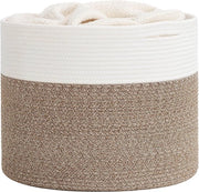 Cesto di cotone - Cesto intrecciato per giocattoli, coperte e cuscini (40 x 35 cm, marrone)